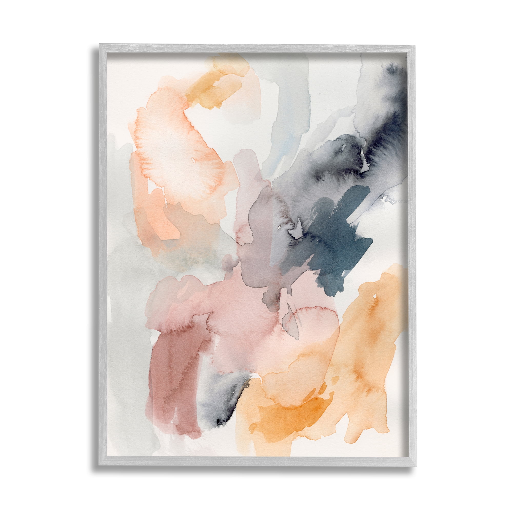 Stupell Watercolor Pastiche Muted Abstract Abstract Painting Gray Framed Art Print Wall Art