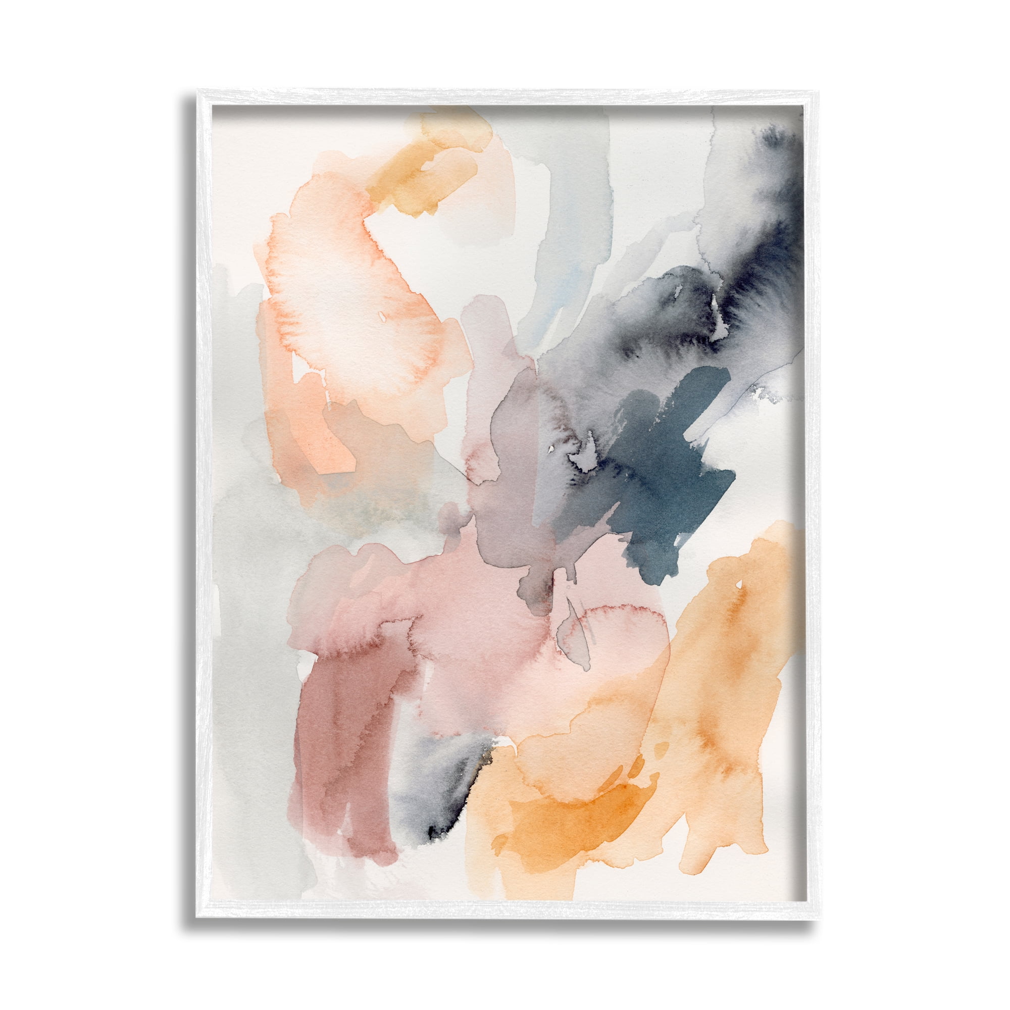 Stupell Watercolor Pastiche Muted Abstract Abstract Painting White Framed Art Print Wall Art