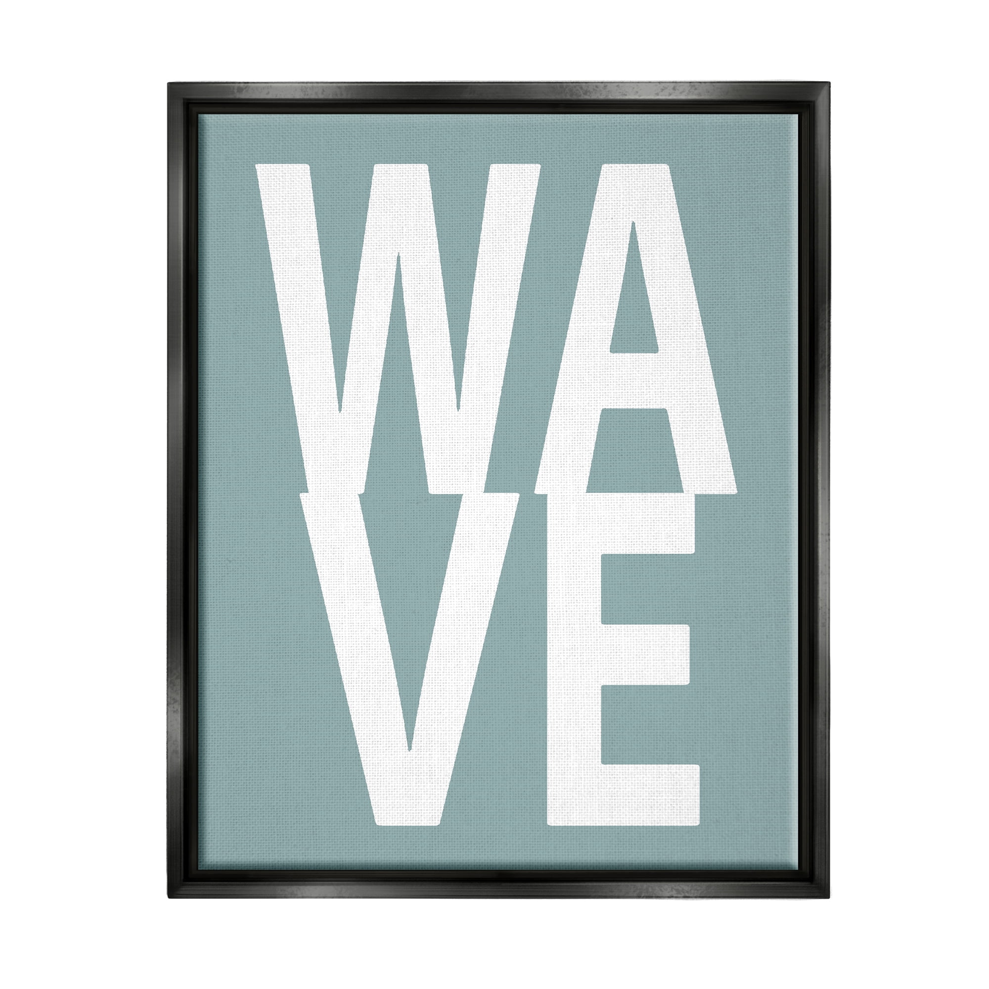 Stupell Wave Turquoise Summer Typography Landscape Painting Black Floater Framed Art Print Wall Art