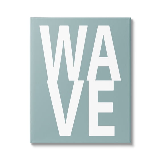 Stupell Wave Turquoise Summer Typography Landscape Painting Gallery Wrapped Canvas Print Wall Art