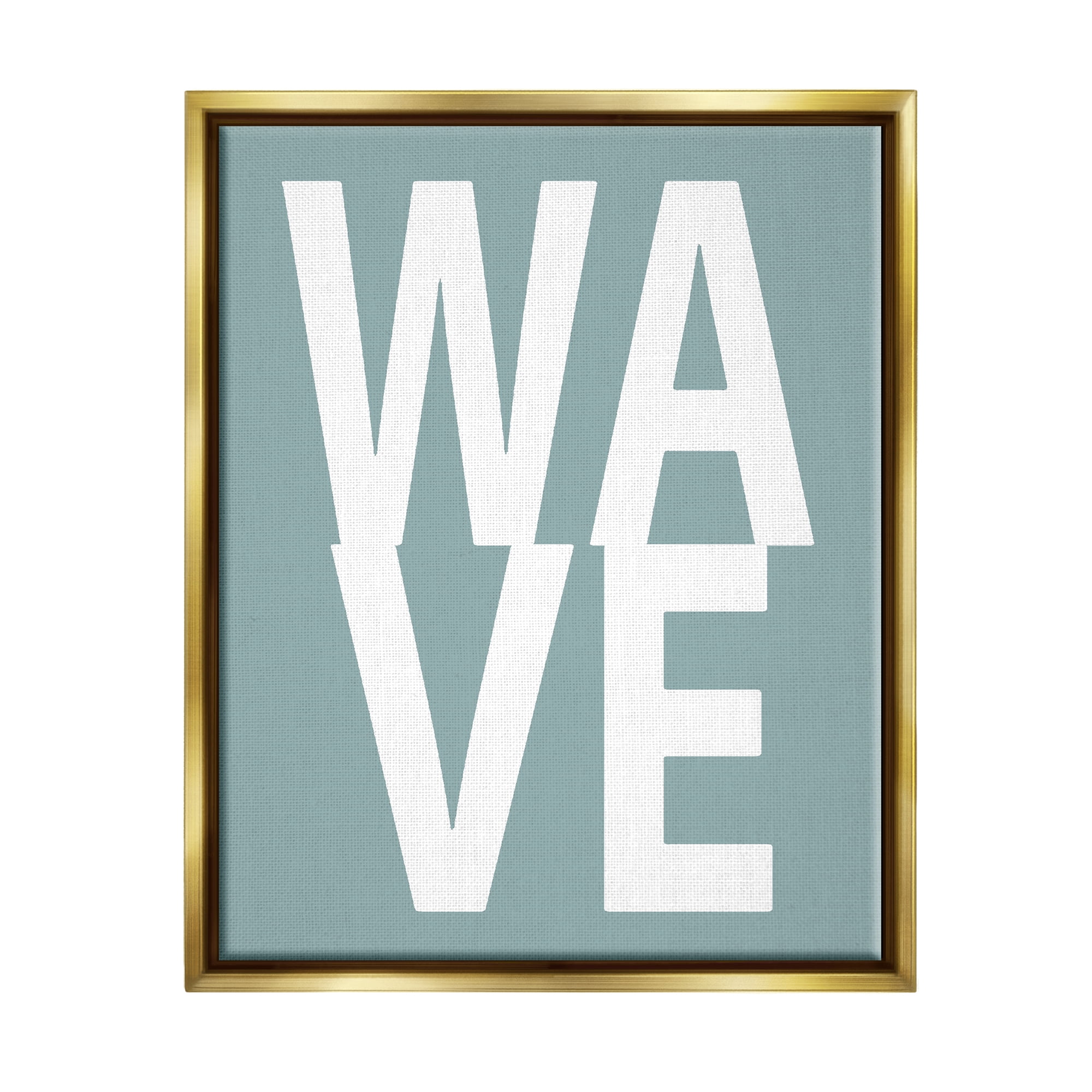 Stupell Wave Turquoise Summer Typography Landscape Painting Gold Floater Framed Art Print Wall Art
