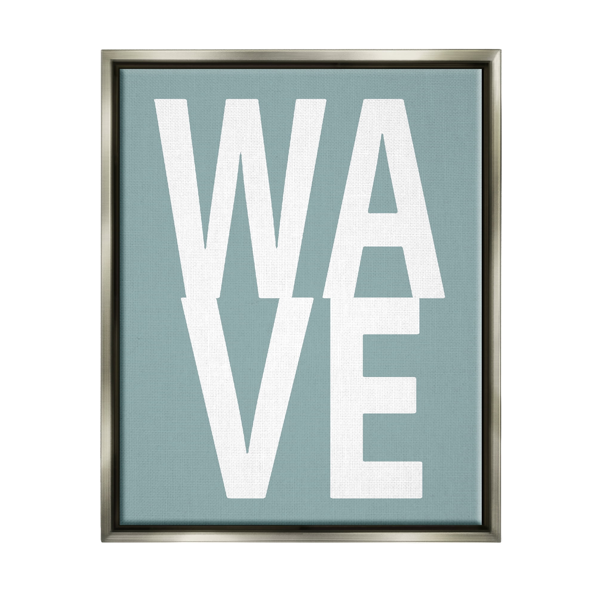 Stupell Wave Turquoise Summer Typography Landscape Painting Gray Floater Framed Art Print Wall Art