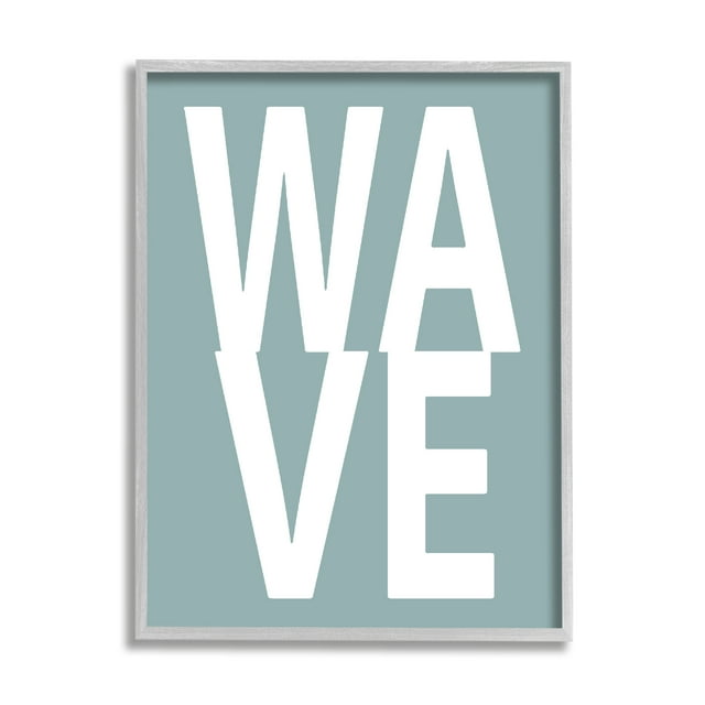 Stupell Wave Turquoise Summer Typography Landscape Painting Gray Framed Art Print Wall Art