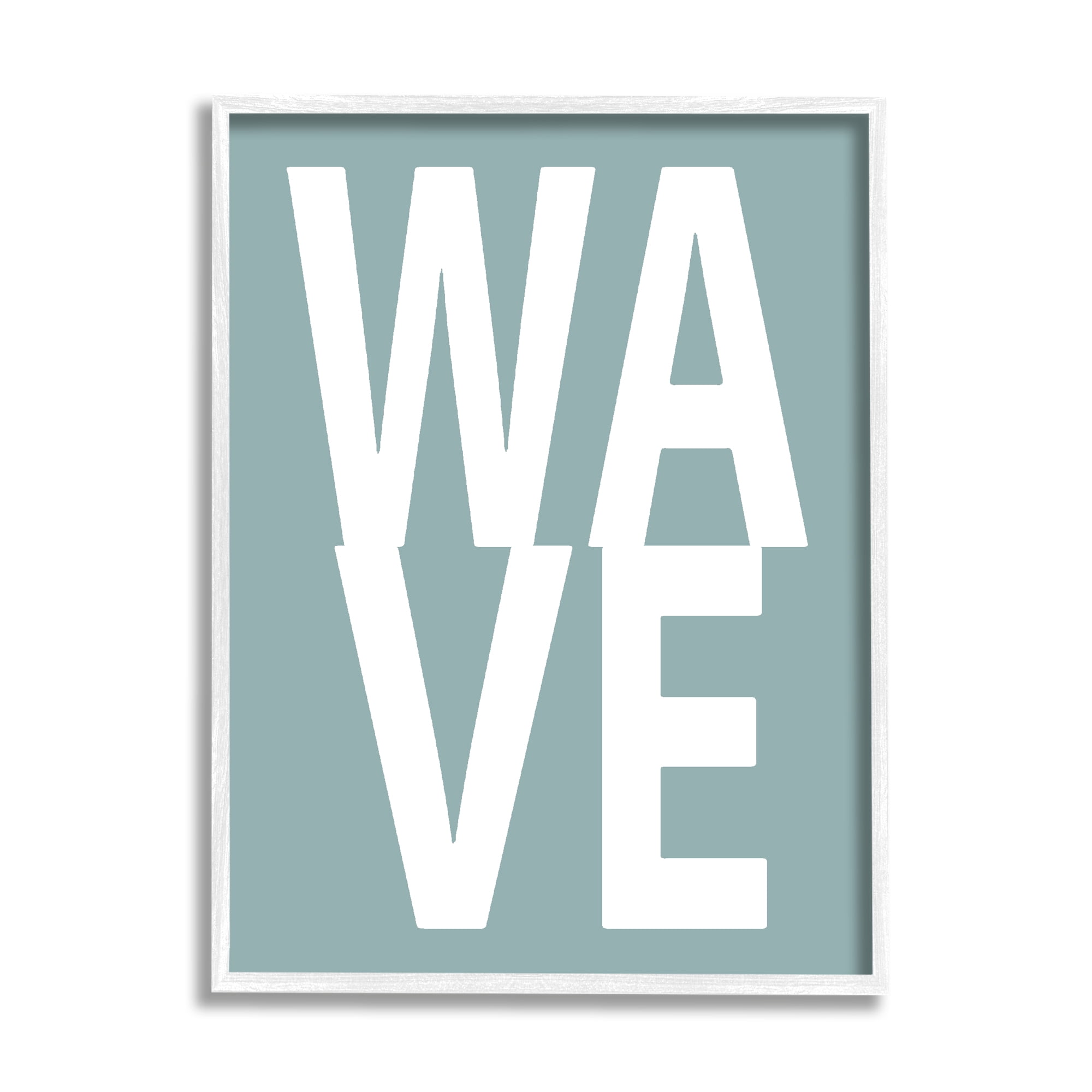 Stupell Wave Turquoise Summer Typography Landscape Painting White Framed Art Print Wall Art