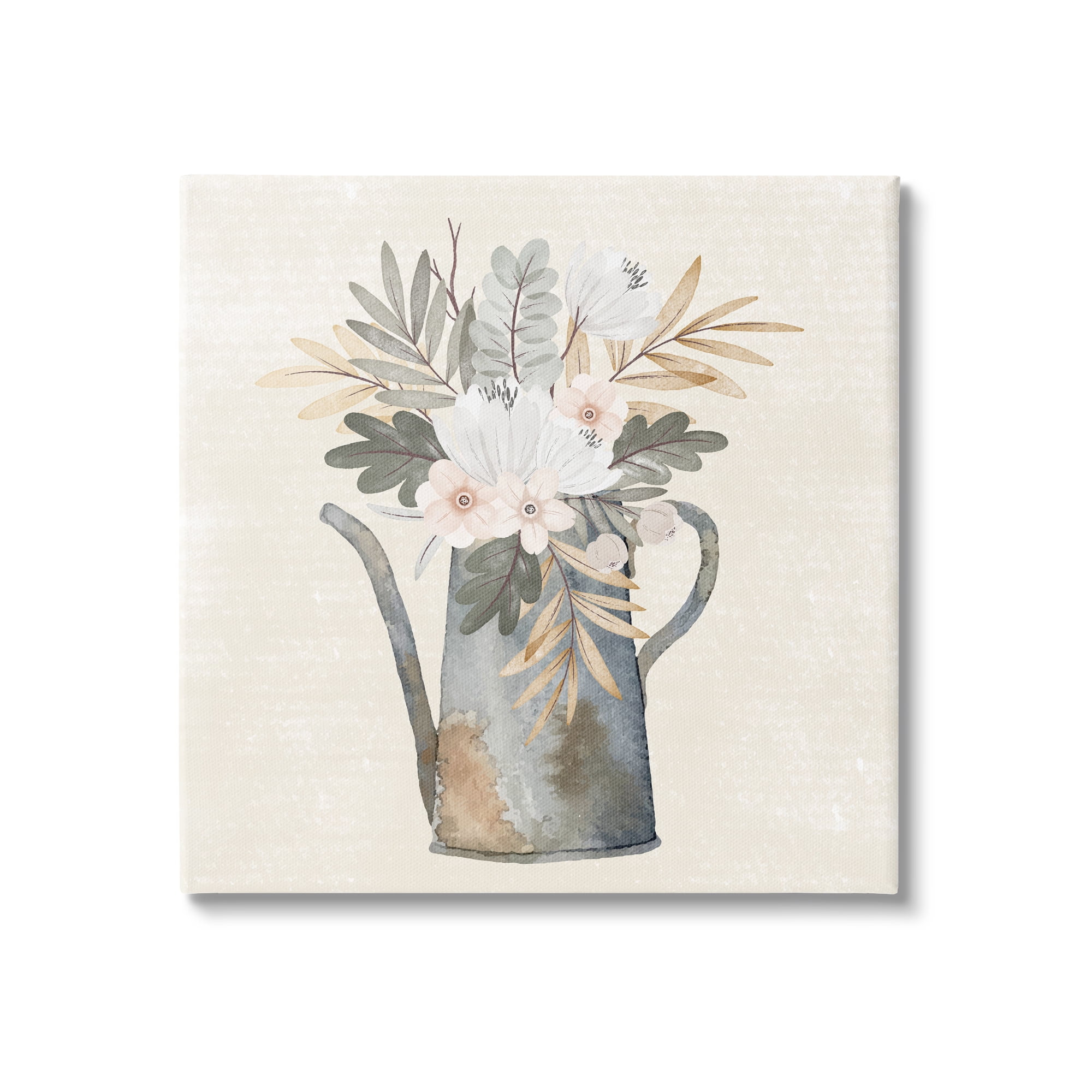 Stupell Weathered Watering Can Garden Blooms Botanical & Floral Painting Gallery Wrapped Canvas Print Wall Art
