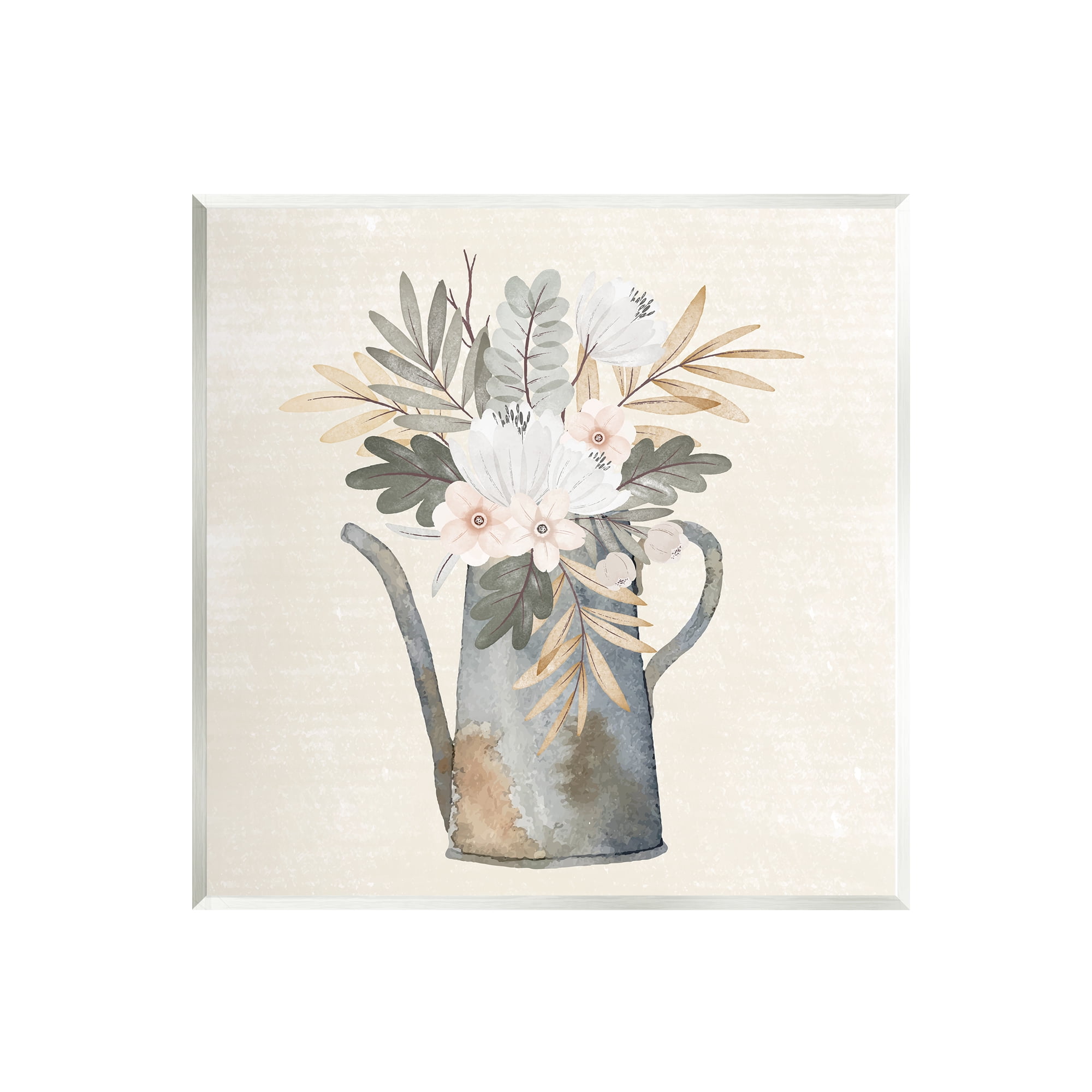 Stupell Weathered Watering Can Garden Blooms Botanical & Floral Painting Wall Plaque Unframed Art Print Wall Art