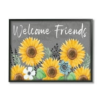 Stupell Welcome Friends Garden Florals Botanical & Floral Painting Black Framed Art Print Wall Art