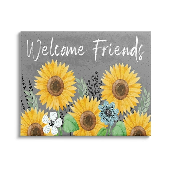 Stupell Welcome Friends Garden Florals Botanical & Floral Painting Gallery Wrapped Canvas Print Wall Art