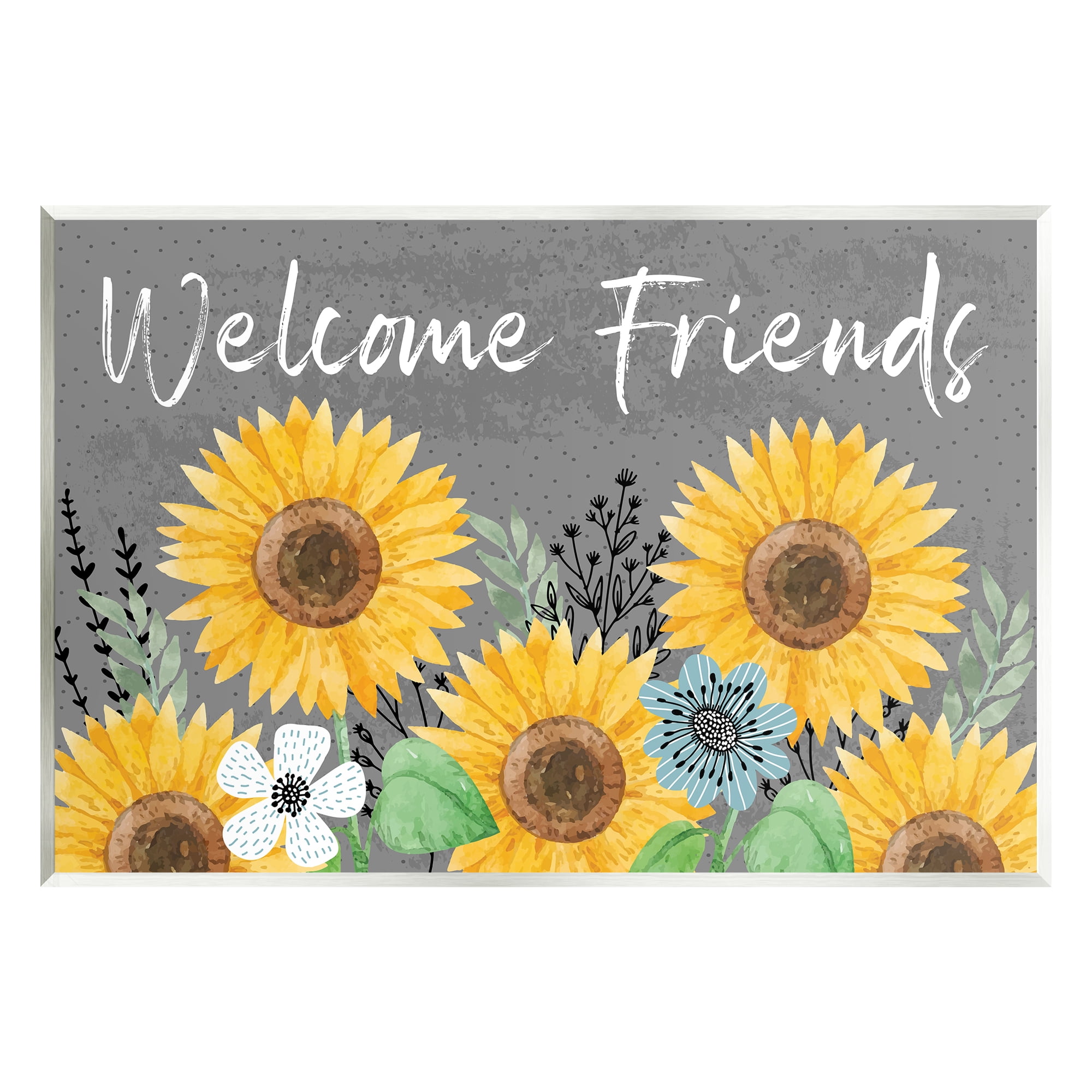 Stupell Welcome Friends Garden Florals Botanical & Floral Painting Wall Plaque Unframed Art Print Wall Art