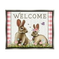 thumbnail image 1 of Stupell Welcome Plaid Spring Garden Rabbits Holiday Painting Gray Floater Framed Art Print Wall Art, 1 of 6