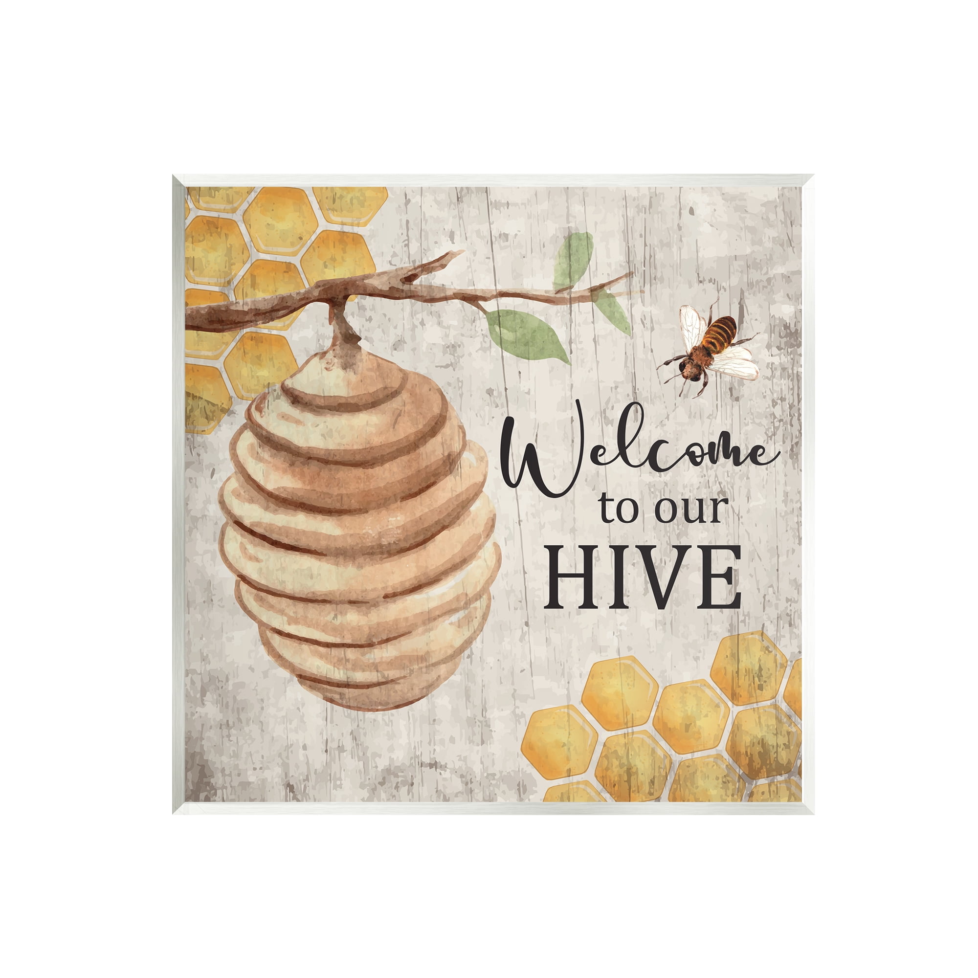 Stupell Welcome To Our Hive Honeycomb Pattern Animals & Insects Painting Wall Plaque Unframed Art Print Wall Art