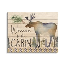Stupell Welcome To The Cabin Moose Silhouette Animals & Insects Painting Gallery Wrapped Canvas Print Wall Art