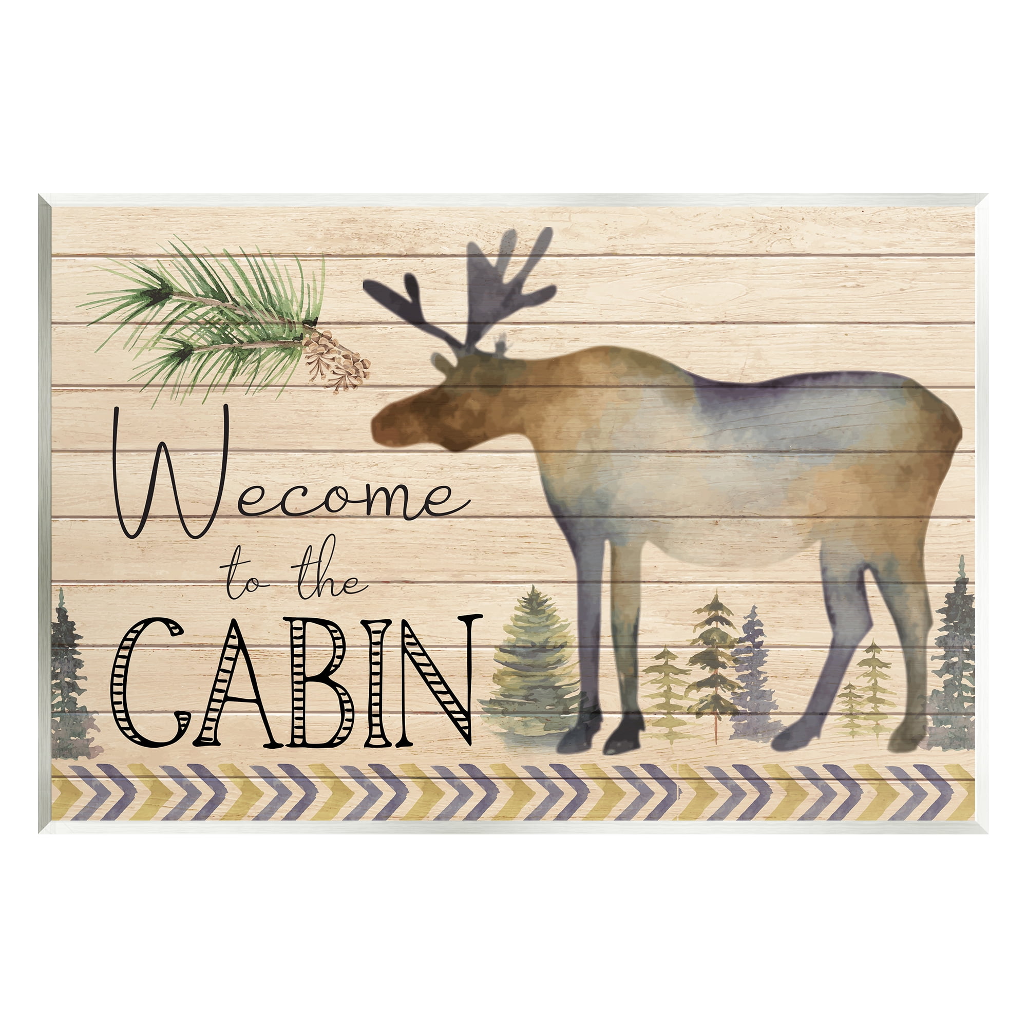 Stupell Welcome To The Cabin Moose Silhouette Animals & Insects Painting Wall Plaque Unframed Art Print Wall Art