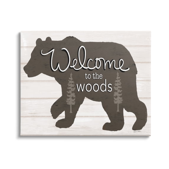 Stupell Welcome To The Woods Cabin Sign Animals & Insects Painting Gallery Wrapped Canvas Print Wall Art
