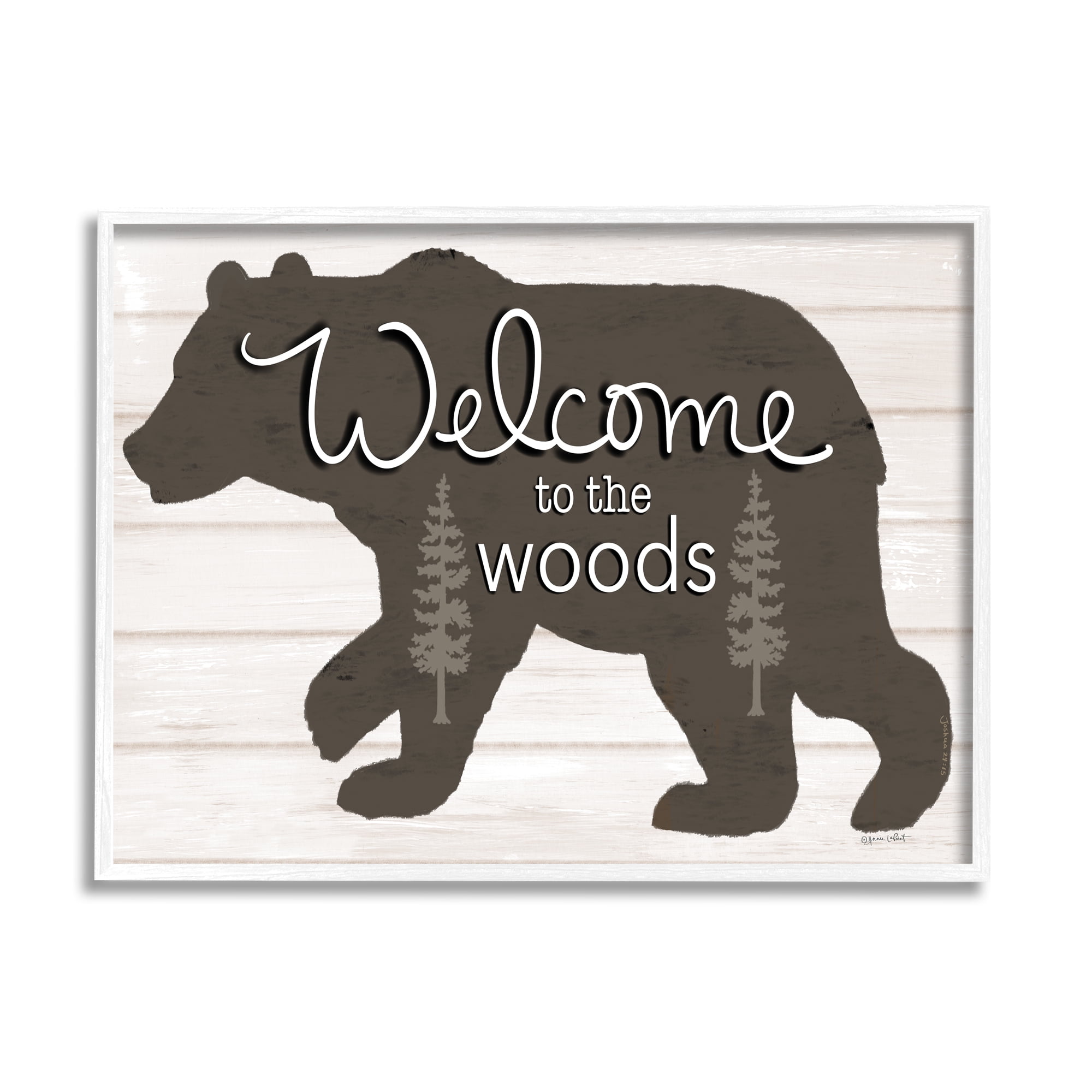 Stupell Welcome To The Woods Cabin Sign Animals & Insects Painting White Framed Art Print Wall Art