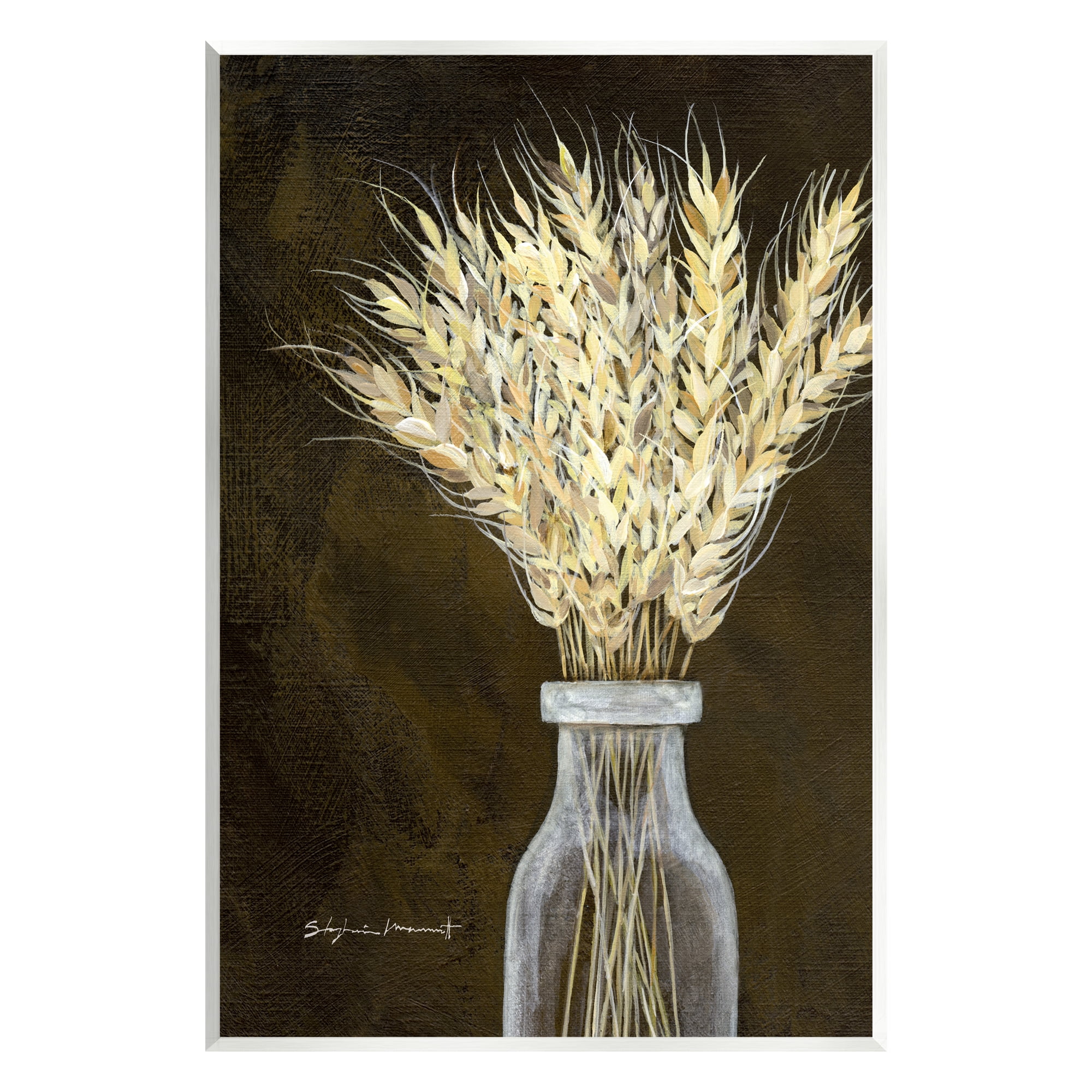 Stupell Wheat Sprigs Rural Earthy Bouquet Botanical & Floral Painting Wall Plaque Unframed Art Print Wall Art