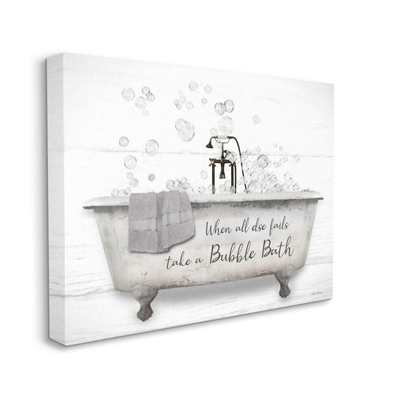 Stupell When All Fails Bubble Bath Phrase Typography Painting Gallery Wrapped Canvas Print Wall Art