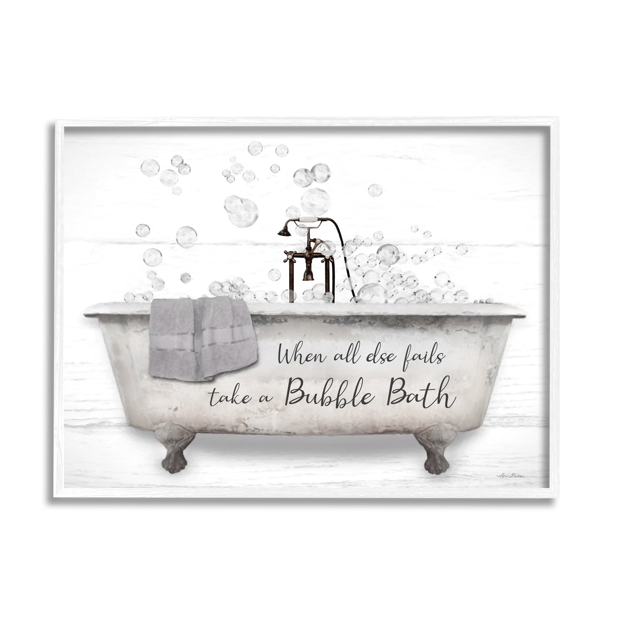 Stupell When All Fails Bubble Bath Phrase Typography Painting White Framed Art Print Wall Art