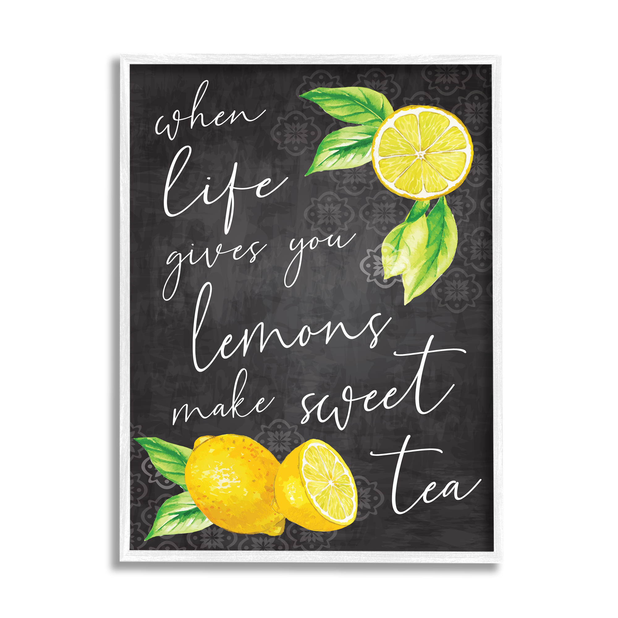 Stupell When Life Gives You Lemons Sweet Tea Phrase Food & Beverage Painting White Framed Art Print Wall Art