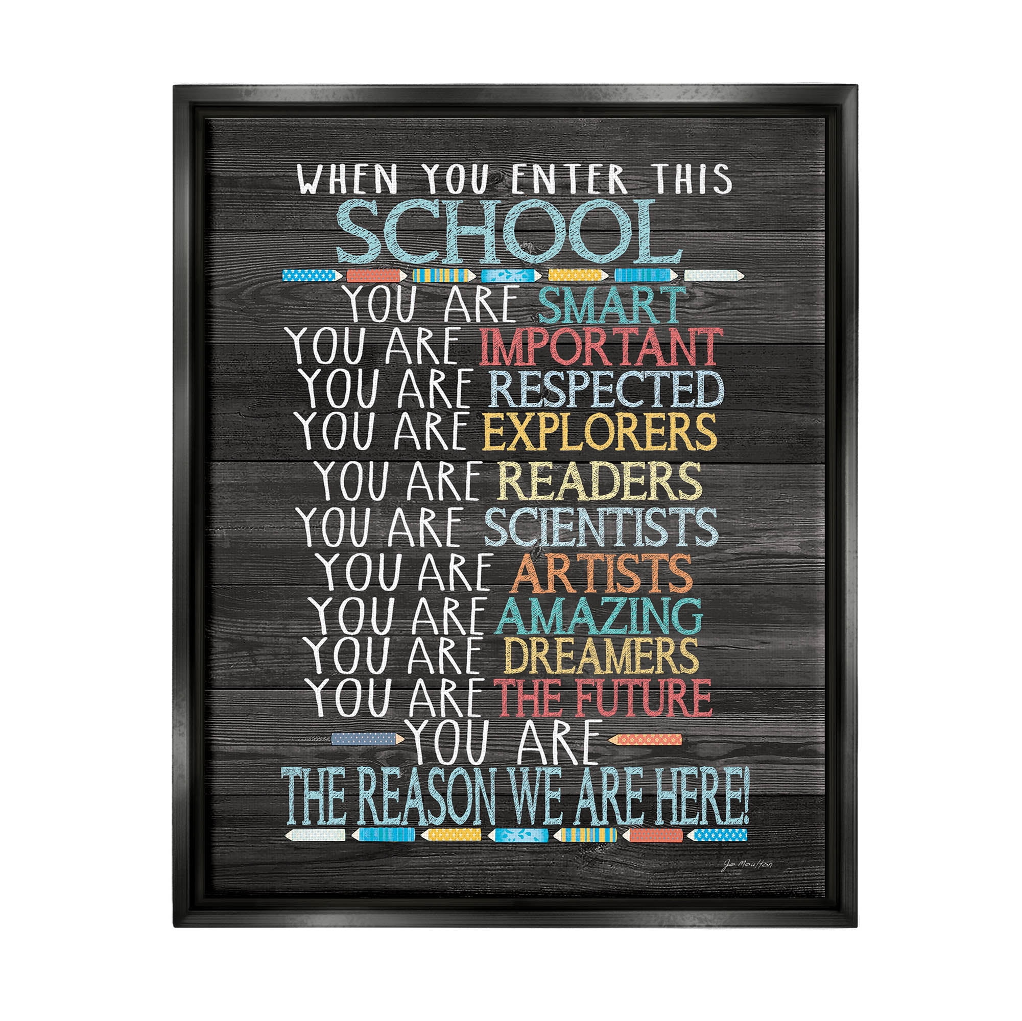Stupell When You Enter This School List Inspirational Painting Black Floater Framed Art Print Wall Art