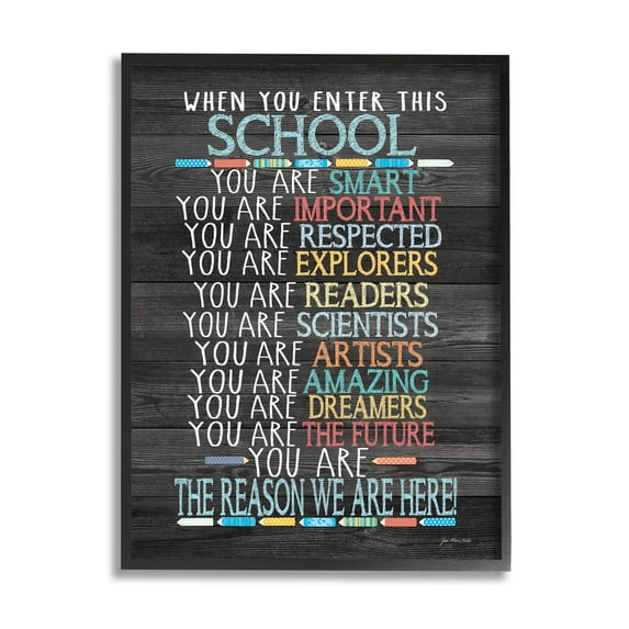 Stupell When You Enter This School List Inspirational Painting Black Framed Art Print Wall Art