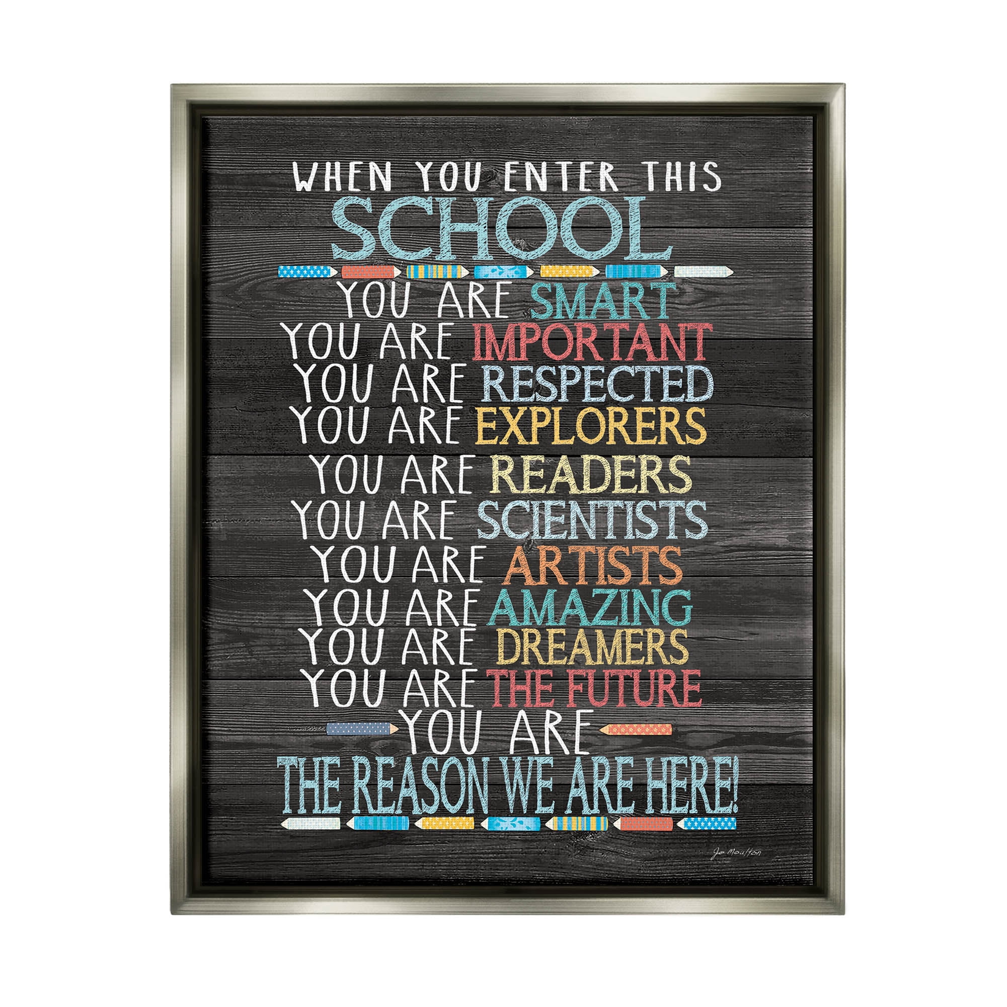 Stupell When You Enter This School List Inspirational Painting Gray Floater Framed Art Print Wall Art