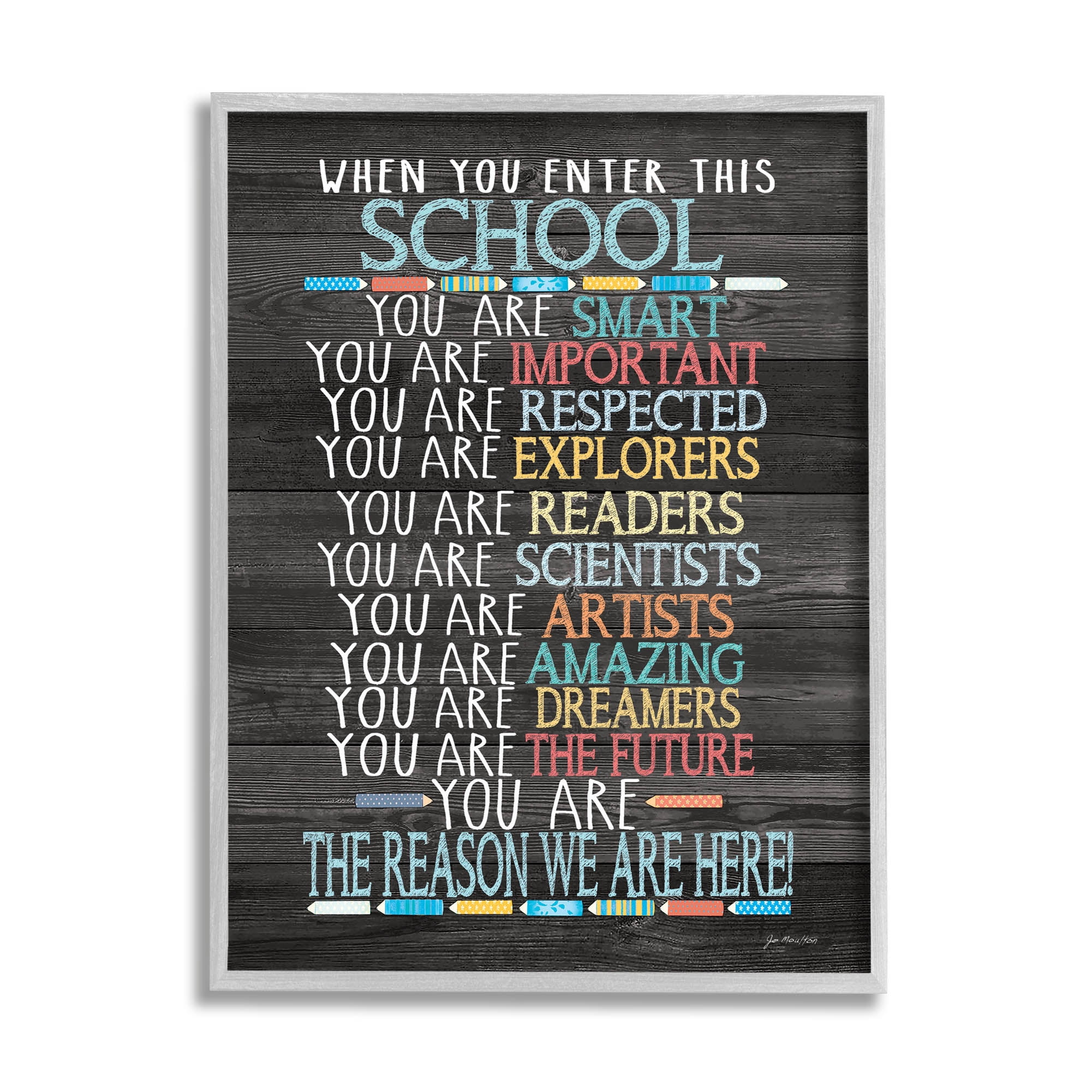 Stupell When You Enter This School List Inspirational Painting Gray Framed Art Print Wall Art