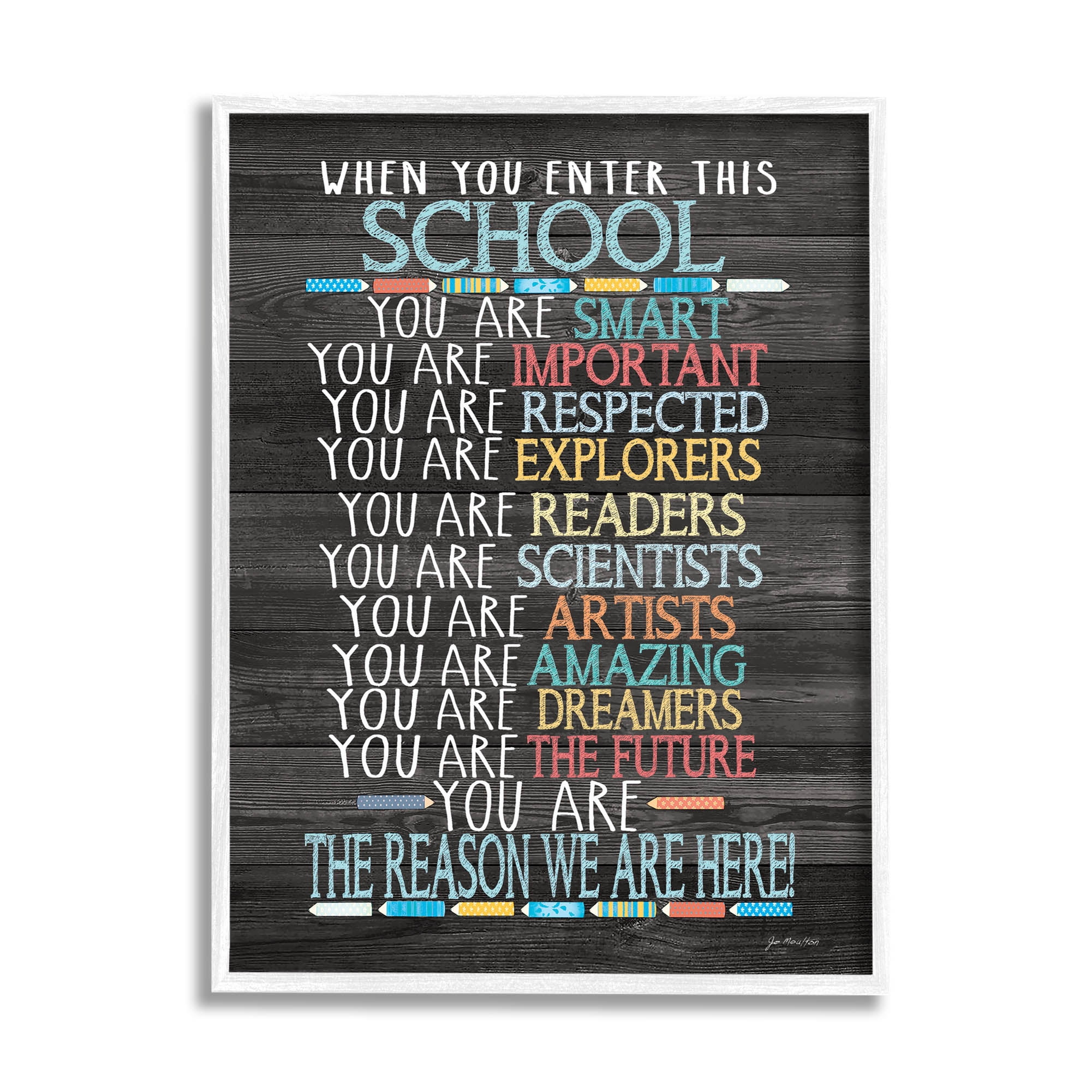 Stupell When You Enter This School List Inspirational Painting White Framed Art Print Wall Art