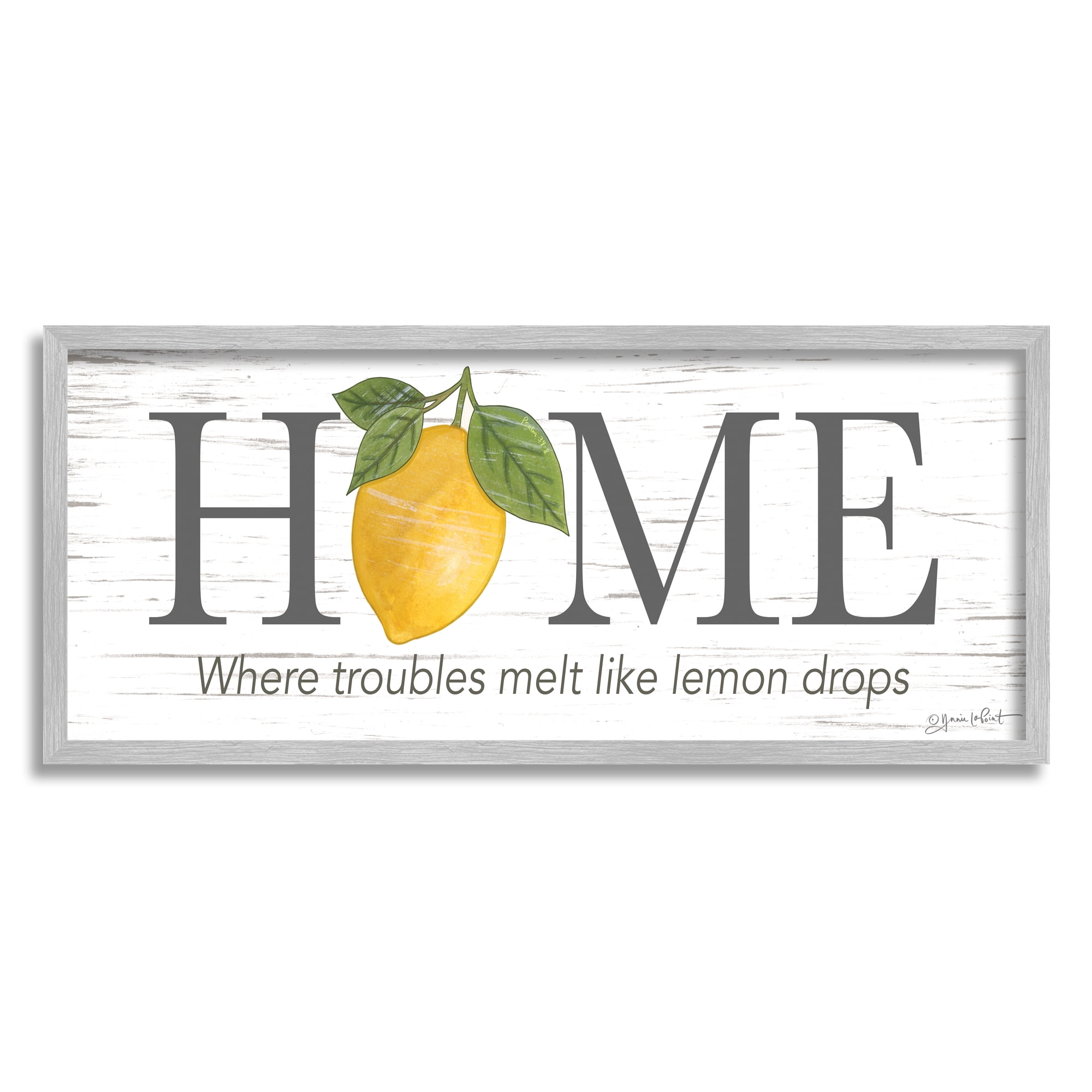 Stupell Where Troubles Melt Lemon Drops Sign Food & Beverage Painting Gray Framed Art Print Wall Art