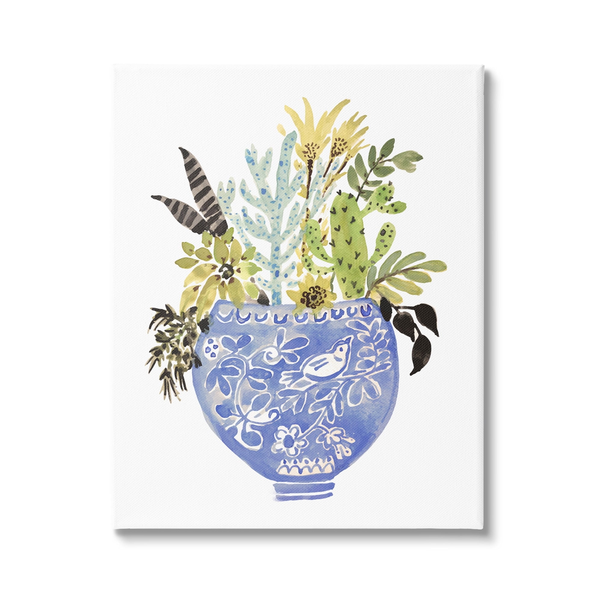 Stupell Whimsical Botanicals Ornate Planter Botanical & Floral Painting Gallery Wrapped Canvas Print Wall Art
