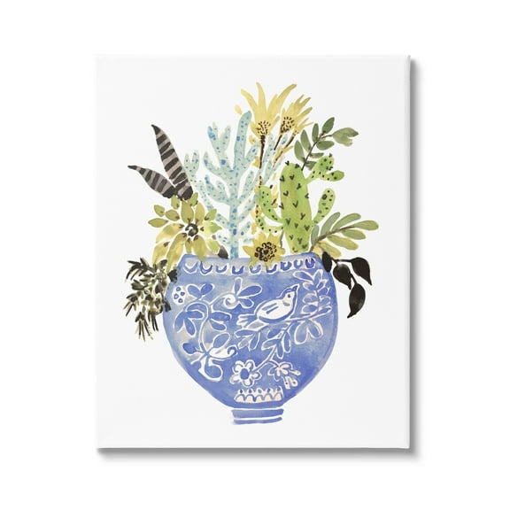 Stupell Whimsical Botanicals Ornate Planter Botanical & Floral Painting Gallery Wrapped Canvas Print Wall Art