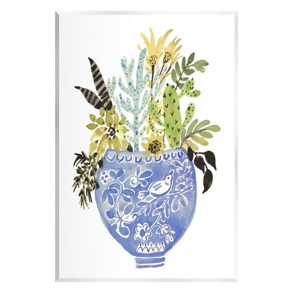 Stupell Whimsical Botanicals Ornate Planter Botanical & Floral Painting Wall Plaque Unframed Art Print Wall Art