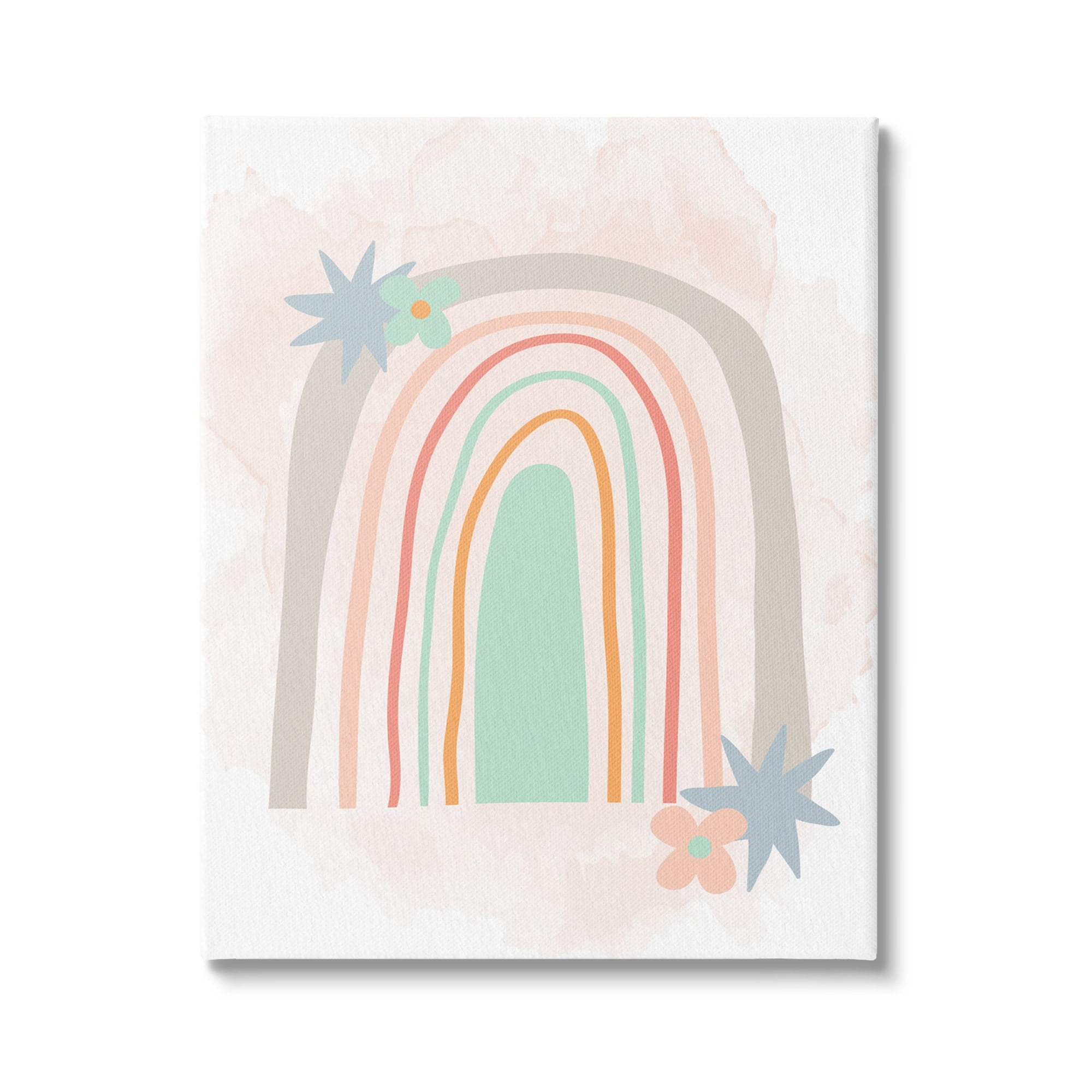 Stupell Whimsical Wavy Rainbow Star Shapes Landscape Painting Gallery Wrapped Canvas Print Wall Art