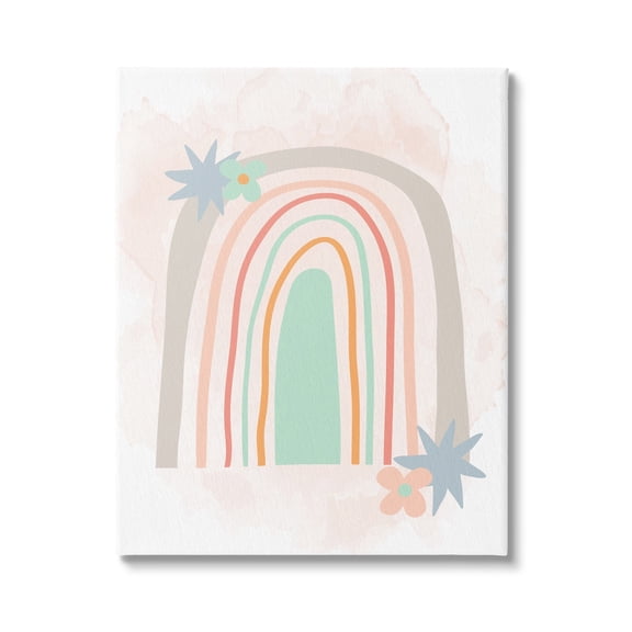 Stupell Whimsical Wavy Rainbow Star Shapes Landscape Painting Gallery Wrapped Canvas Print Wall Art