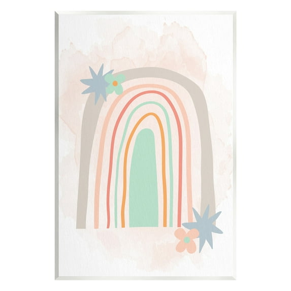 Stupell Whimsical Wavy Rainbow Star Shapes Landscape Painting Wall Plaque Unframed Art Print Wall Art