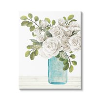 Stupell White Blossoms Country Jar Botanical & Floral Painting Gallery Wrapped Canvas Print Wall Art