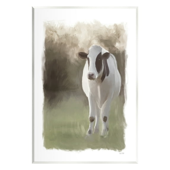 Stupell White Cow Farmhouse Painting Animals & Insects Painting Wall Plaque Unframed Art Print Wall Art