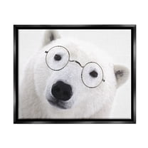Stupell White Polar Bear Glasses Animal Animals & Insects Painting Black Floater Framed Art Print Wall Art