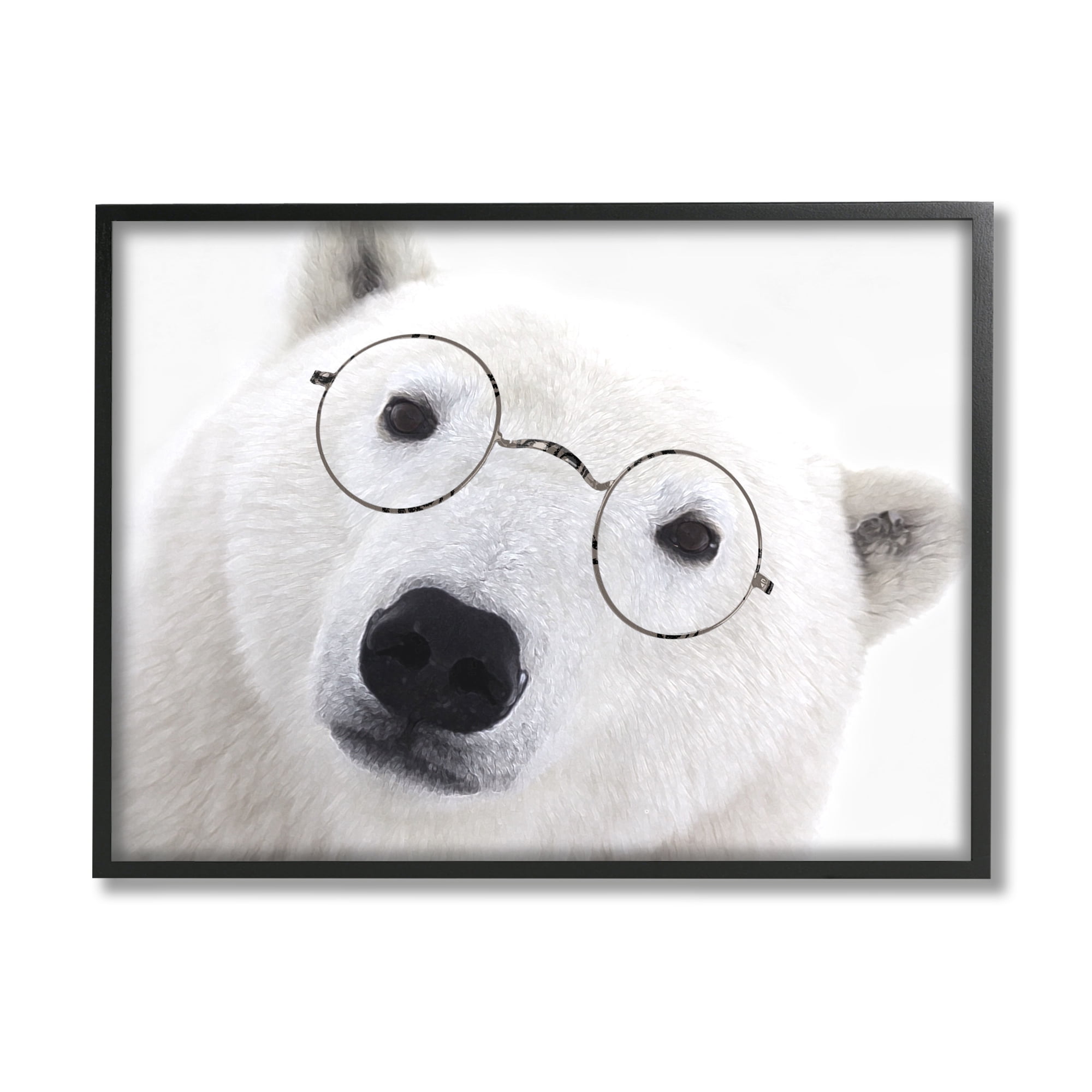 Stupell White Polar Bear Glasses Animal Animals & Insects Painting Black Framed Art Print Wall Art