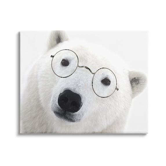 Stupell White Polar Bear Glasses Animal Animals & Insects Painting Gallery Wrapped Canvas Print Wall Art
