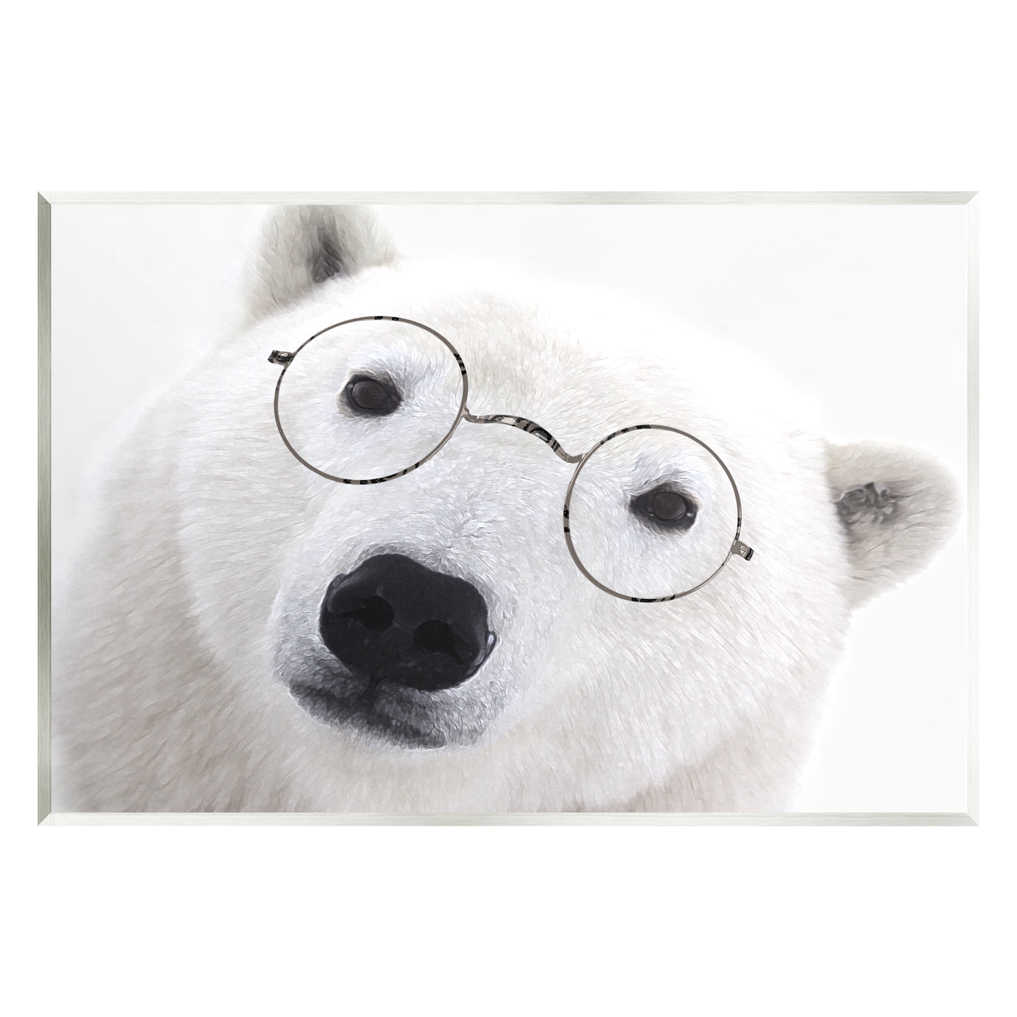 Stupell White Polar Bear Glasses Animal Animals & Insects Painting Wall Plaque Unframed Art Print Wall Art