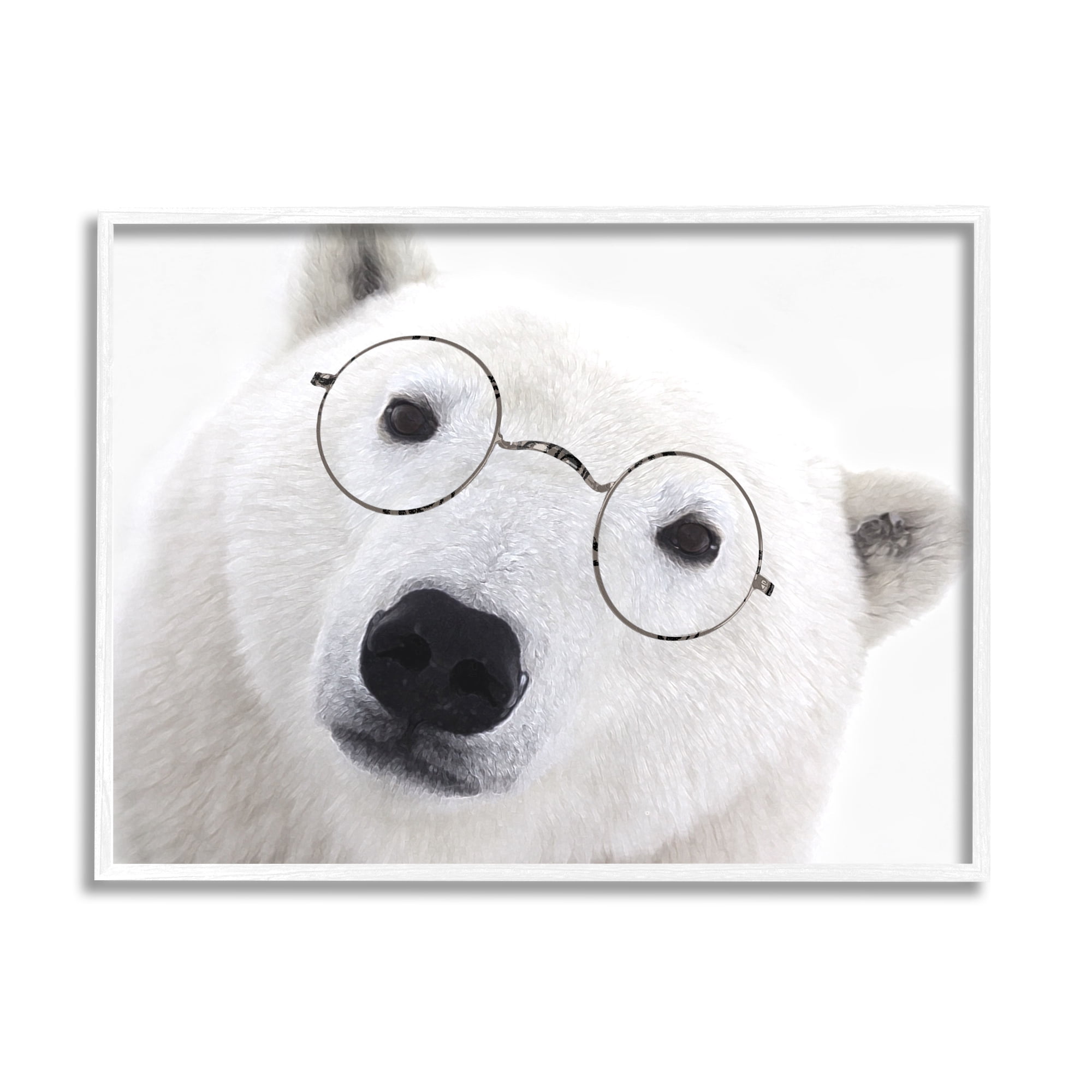 Stupell White Polar Bear Glasses Animal Animals & Insects Painting White Framed Art Print Wall Art