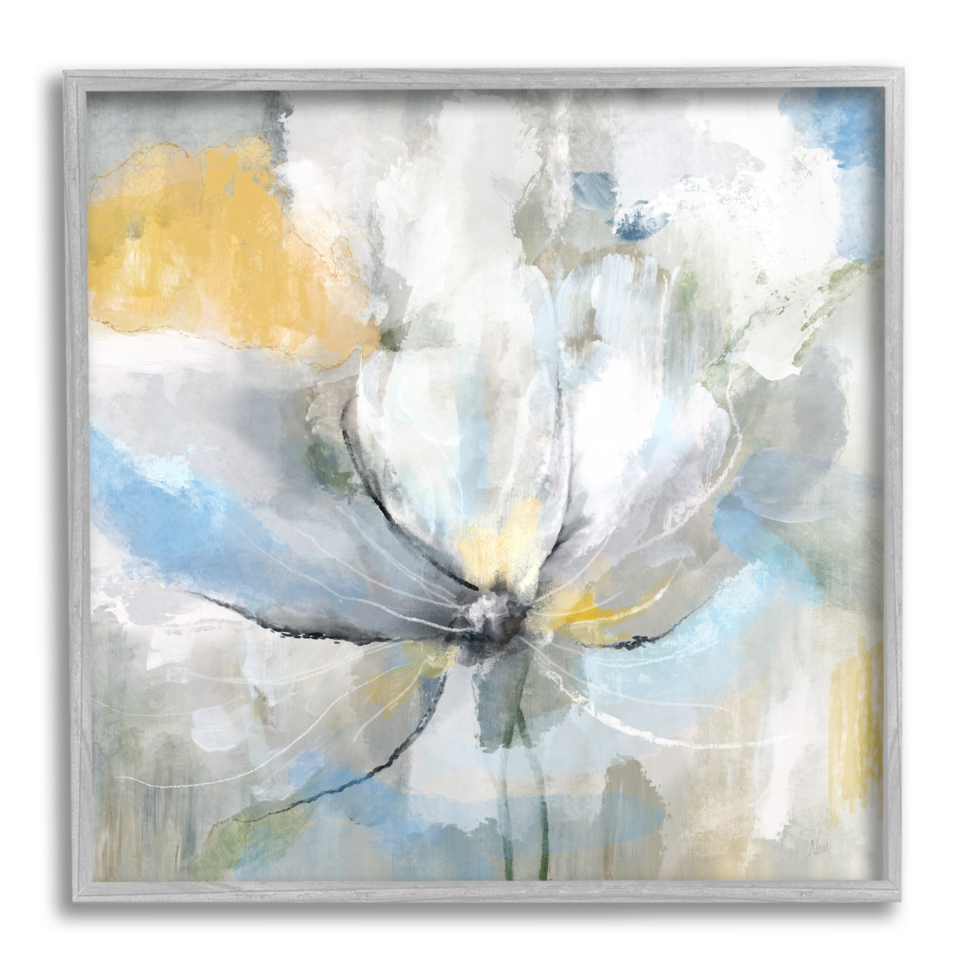 Stupell White Spring Abstract Blossom Abstract Painting Gray Framed Art Print Wall Art