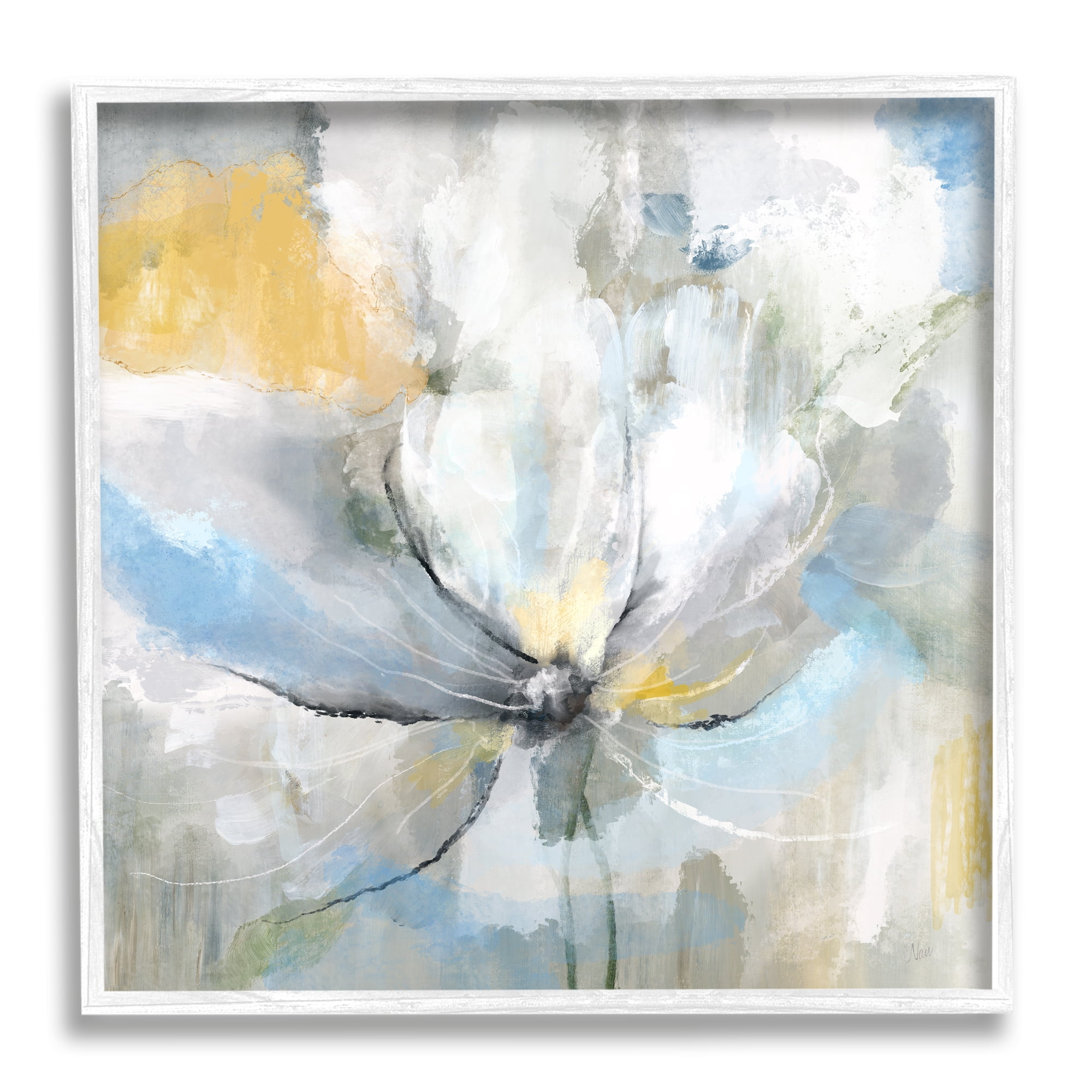Stupell White Spring Abstract Blossom Abstract Painting White Framed Art Print Wall Art