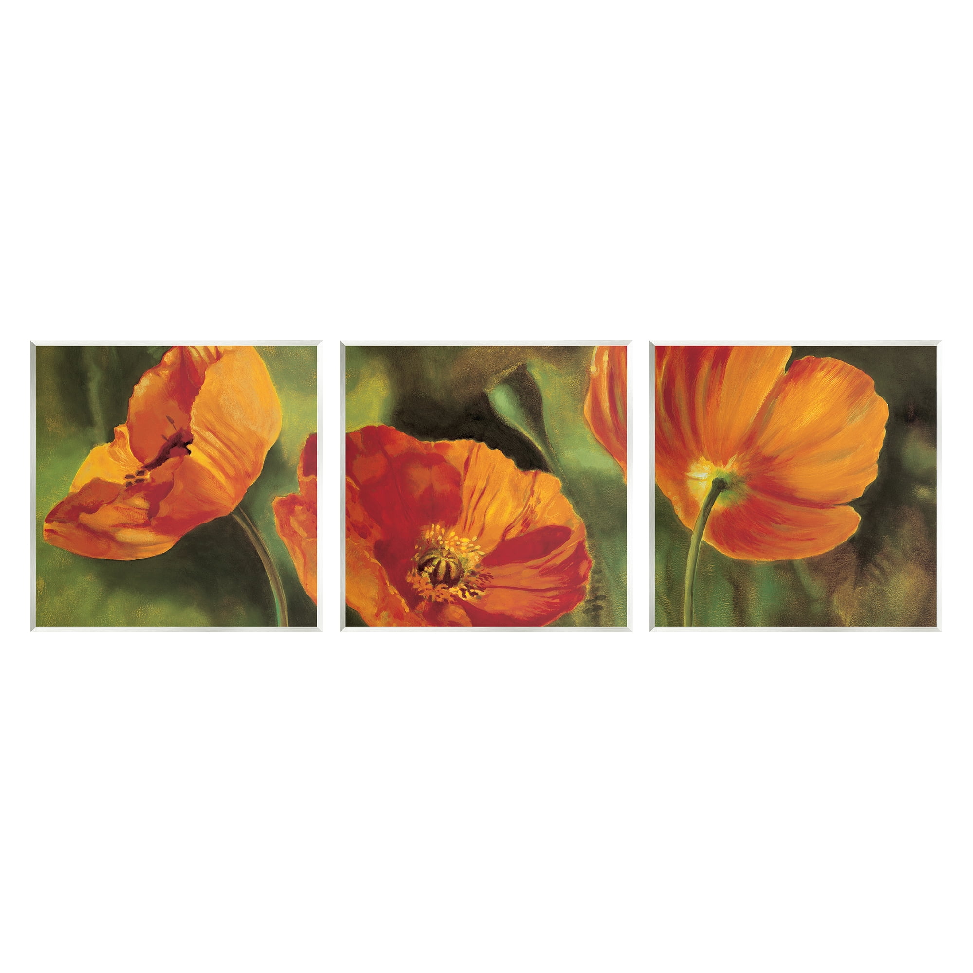 Stupell Wild Poppy Blooms Flower Garden Botanical & Floral Painting Wall Plaque Unframed Art Print Wall Art, Set of 3