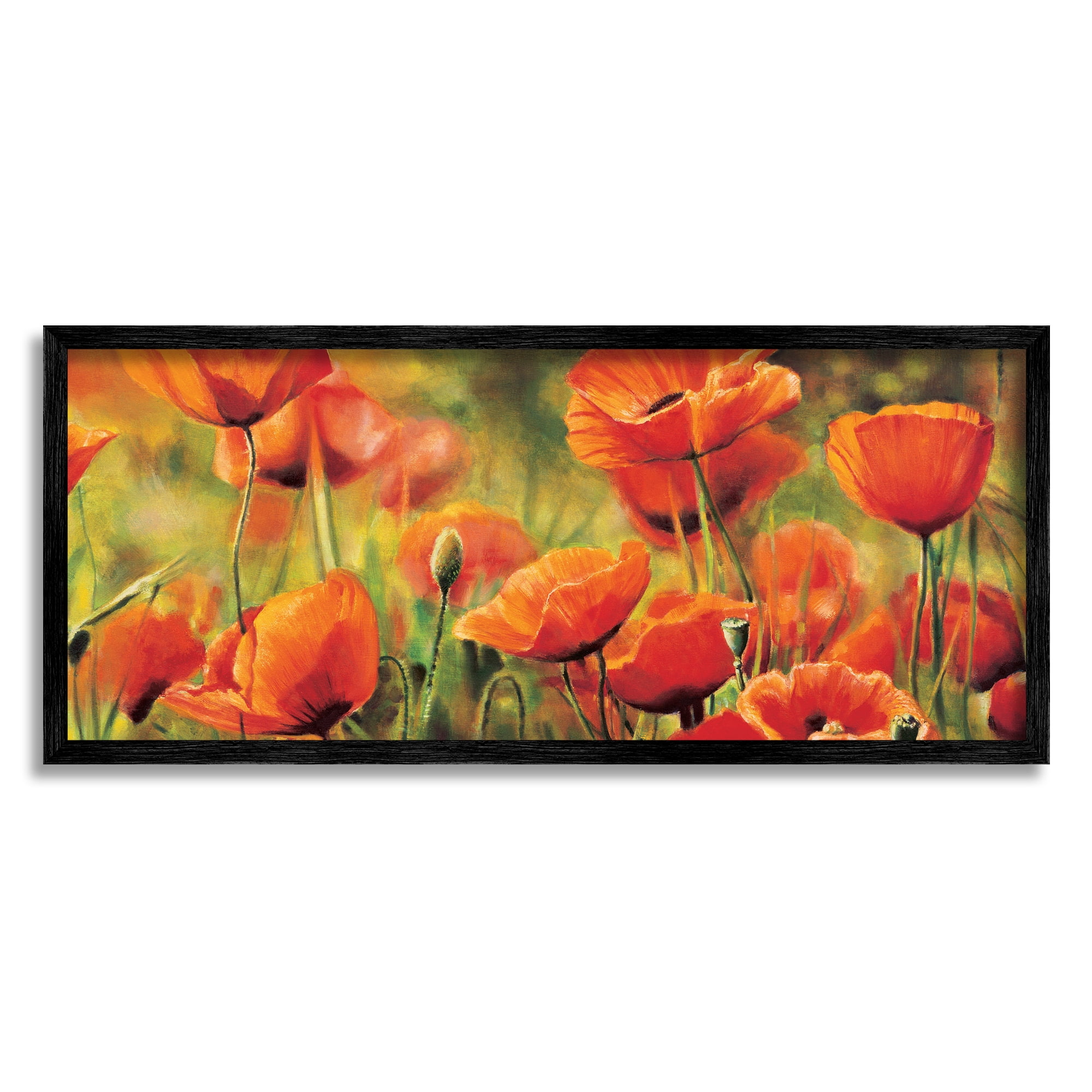 Stupell Wild Poppy Flowers Spring Blooms Botanical & Floral Painting Black Framed Art Print Wall Art