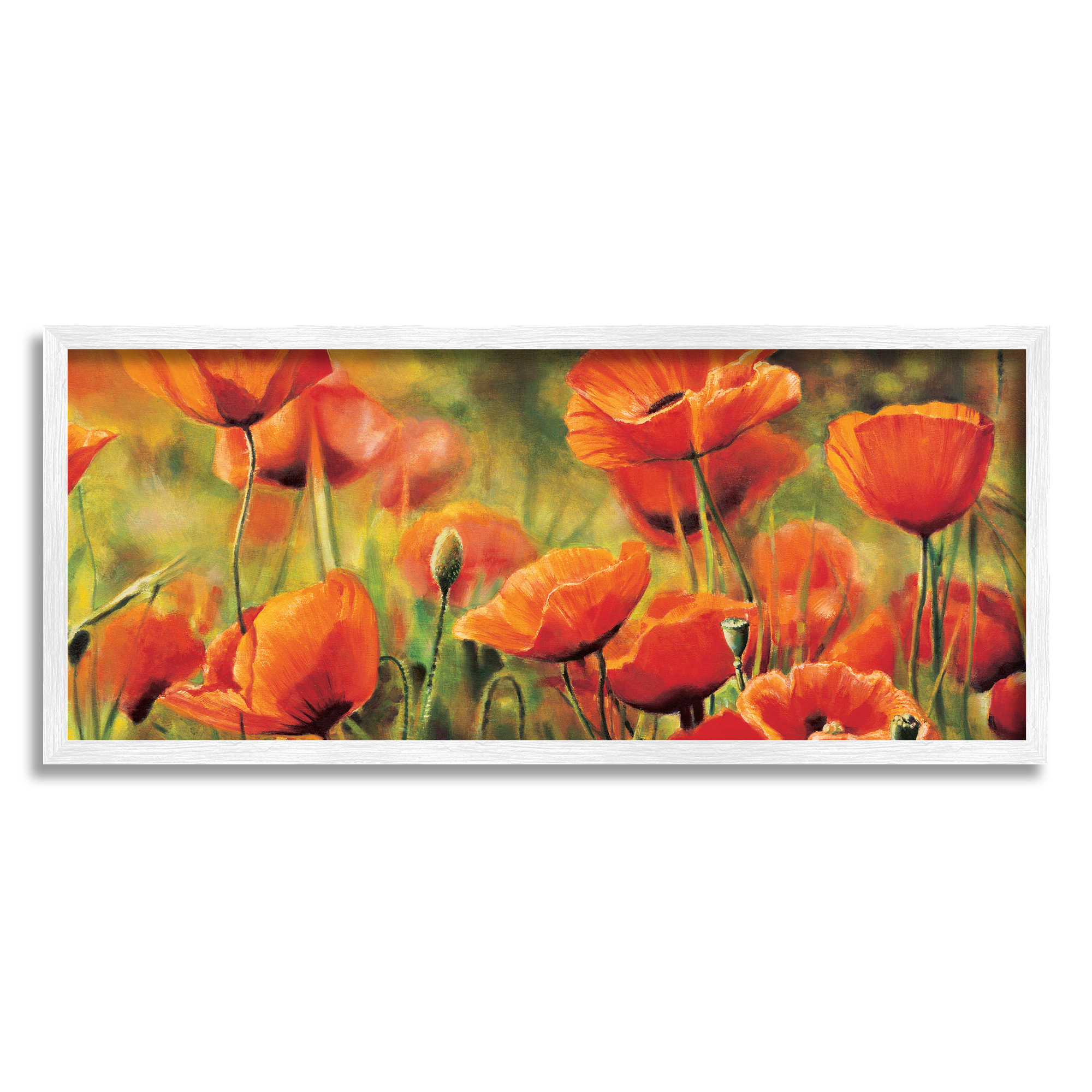 Stupell Wild Poppy Flowers Spring Blooms Botanical & Floral Painting White Framed Art Print Wall Art