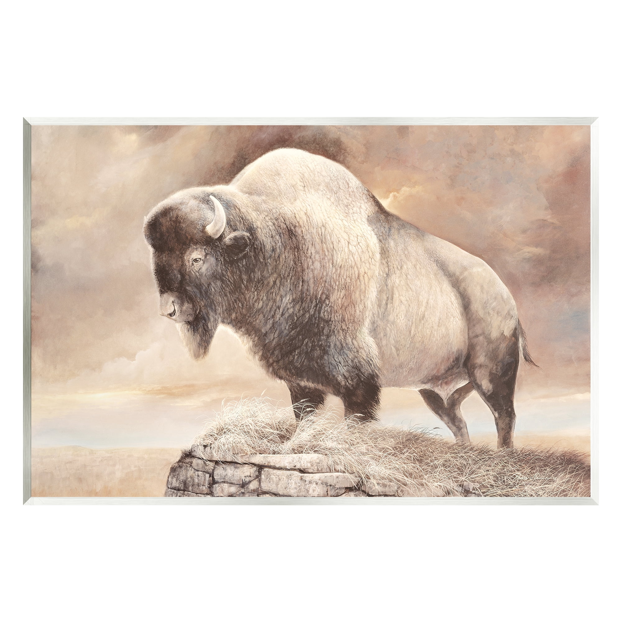 Wildlife Bison Forest Nature Scenery Wood Wall Plaque