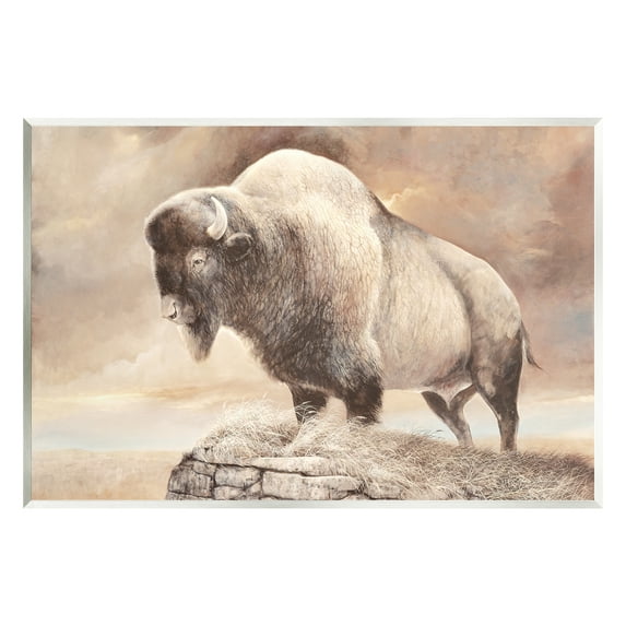 Stupell Wildlife Bison Forest Nature Scenery Animals & Insects Painting Wall Plaque Unframed Art Print Wall Art