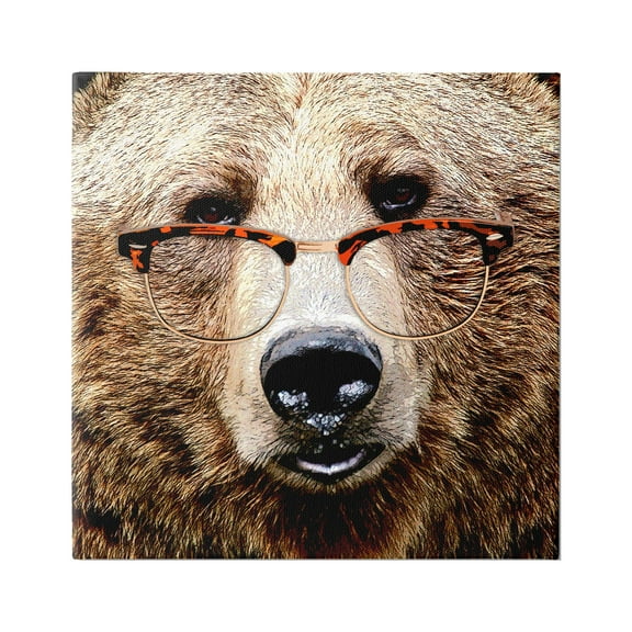 Stupell Wildlife Grizzly Bear Glasses Animals & Insects Painting Gallery Wrapped Canvas Print Wall Art